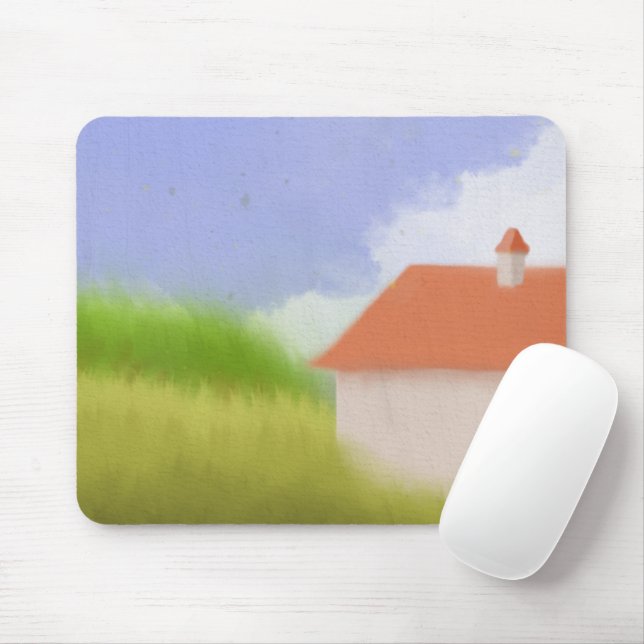Peaceful Countryside Landscape Painting Mouse Pad (With Mouse)