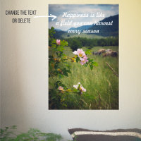 Peaceful countryside landscape with wild roses 