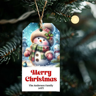 Peaceful Custom Name Snowman Holiday Christmas  Gift Tags