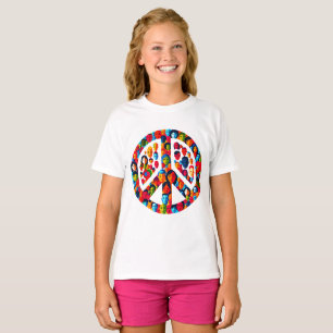 Peaceful Diversity - Global Faces Peace Sign T-Shirt