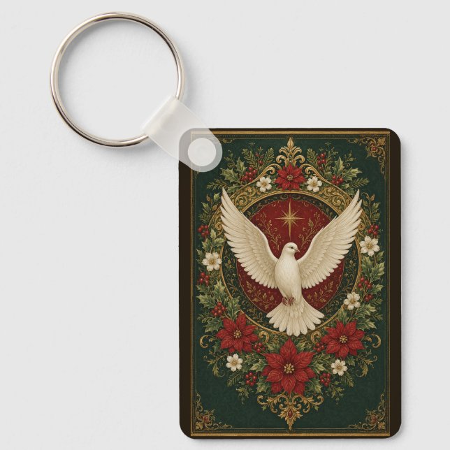 Peaceful Dove Holiday Key Ring (Front)
