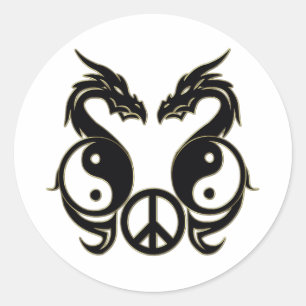 PEACEFUL DRAGONS - YIN & YANG CLASSIC ROUND STICKER