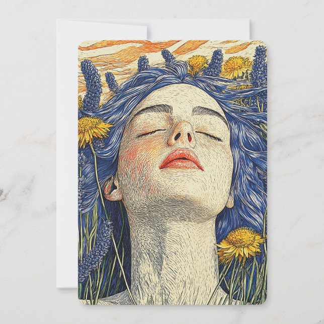 Peaceful Dream Blue Hair Lavender  Invitation (Front)