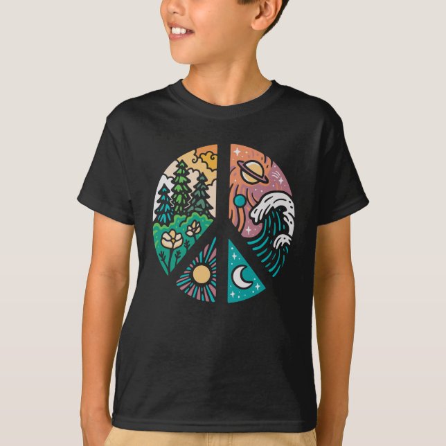 Peaceful Elements: Nature & Cosmos T-Shirt (Front)