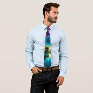 Peaceful Fantasy Lake Reflection Tie