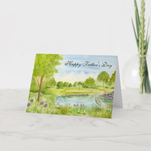 Peaceful Fathers Day Golf Course with Heron Card