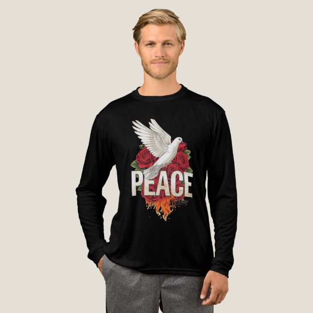 Peaceful Flames Dove Tri-Blend Shirt (Full Front)