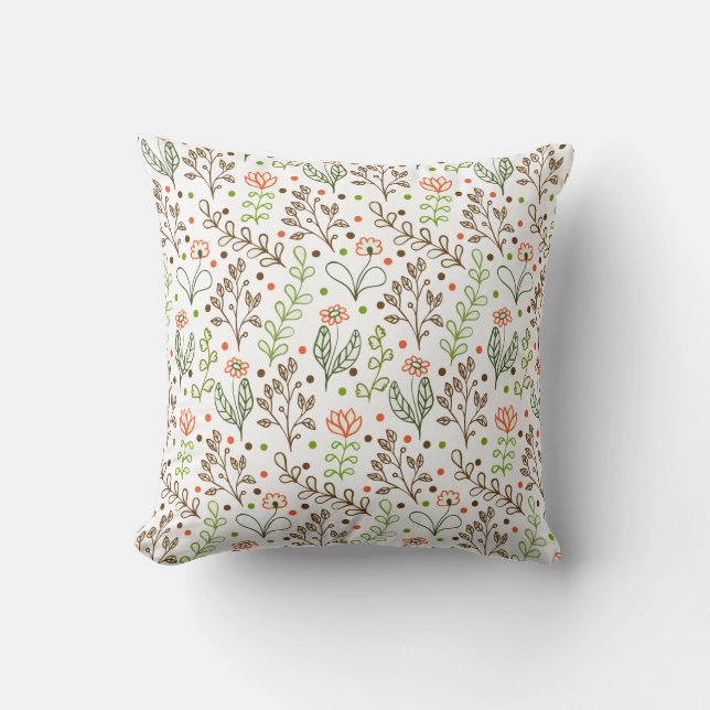 Peaceful floral and branches design for wedding cushion (Front)
