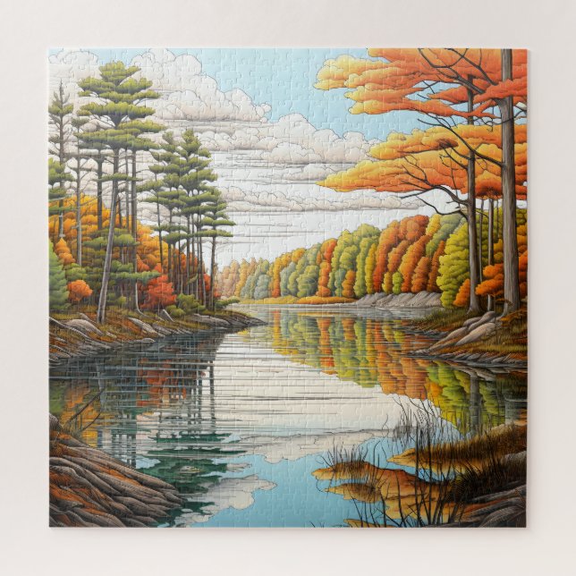 Peaceful Forest River Landscape Jigsaw Puzzle (Vertical)