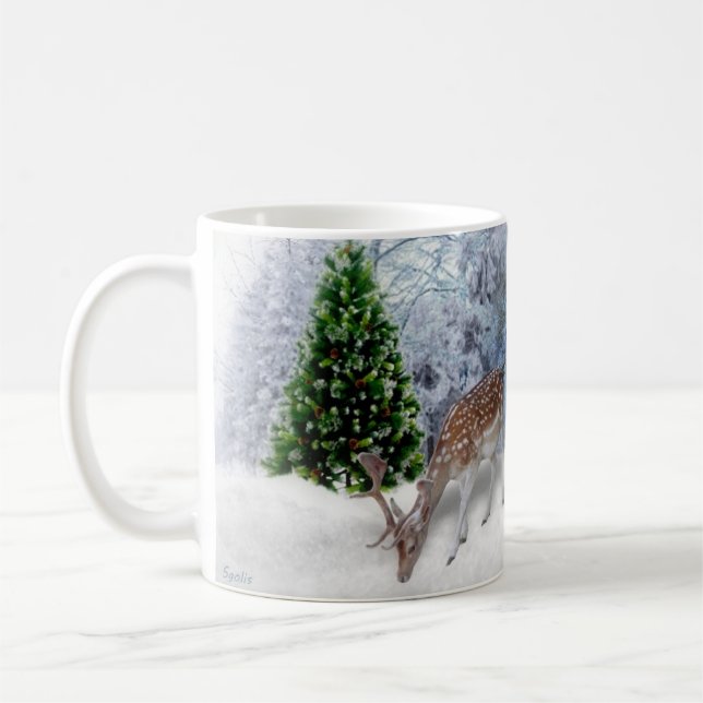 Peaceful Forest with Deer Christmas Mug (Left)