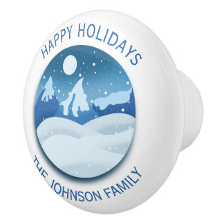 Peaceful Frosted Landscape Custom Ceramic Knob