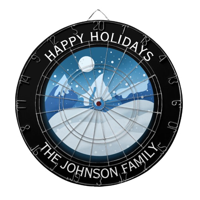 Peaceful Frosted Landscape Custom Dartboard (Front)