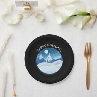 Peaceful Frosted Landscape Custom Paper Plate