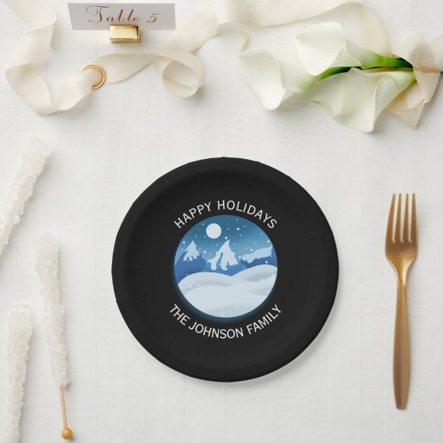 Peaceful Frosted Landscape Custom Paper Plate (Wedding)