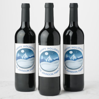 Peaceful Frosted Landscape Custom Wine Label