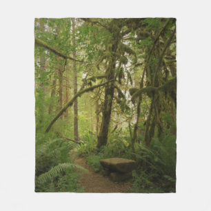 Peaceful Green Forest Trail in Washington Fleece Blanket