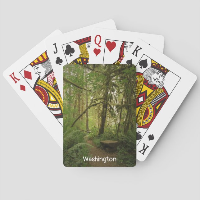 Peaceful Green Forest Trail Washington Playing Cards (Back)