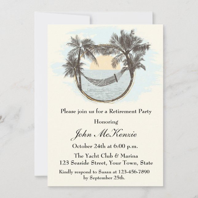 Peaceful Hammock, Retirement Party Invitation (Front)