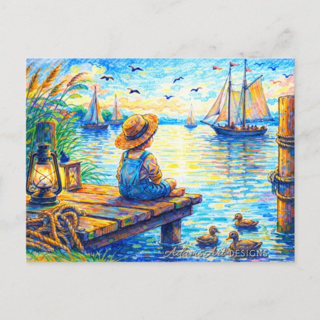 Peaceful Harbour Daydream Holiday Postcard (Front)