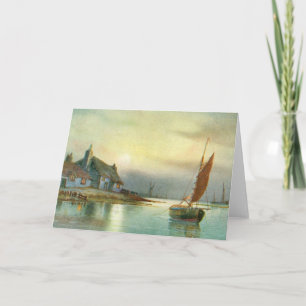 Peaceful harbour holiday card