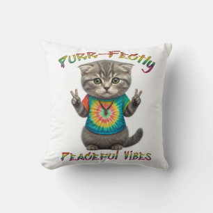 Peaceful Hippie Boho Kitten Vibes  Cushion