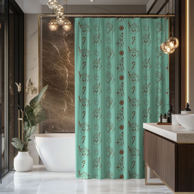 Peaceful Holiday Curtain Retro Pastel Bathroom (Peaceful Holiday Curtain Retro Pastel Bathroom)
