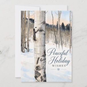 Peaceful Holiday Wishes Snowy Aspen Trees Card