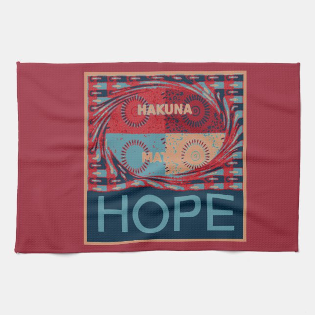 Peaceful Hope: A Calming Design Hakuna Matata Tea Towel (Horizontal)