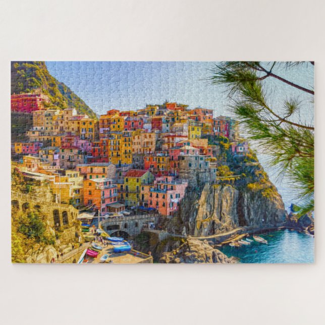 Peaceful Italian Village by the Sea Jigsaw Puzzle (Horizontal)