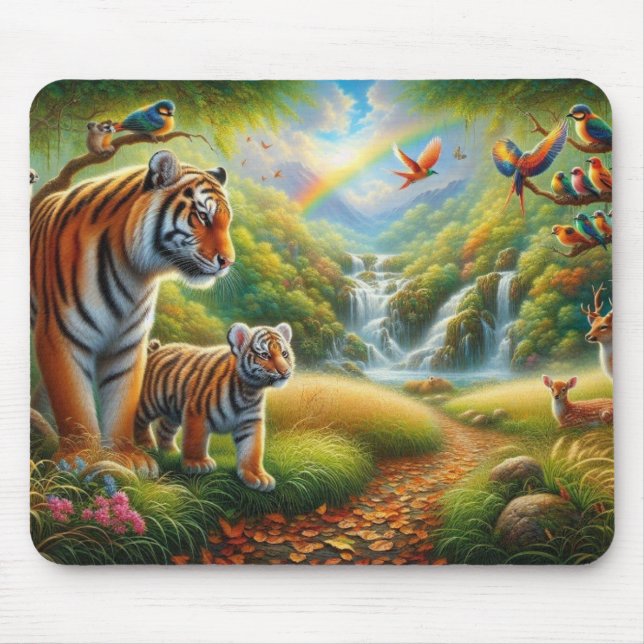 Peaceful Jungle Scene Painting Mouse Pad (Front)