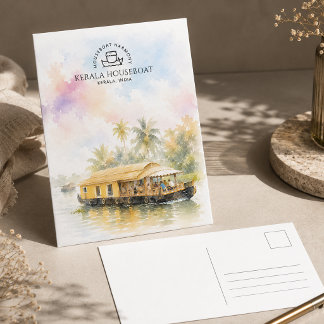 Peaceful Kerala Houseboat Cruise | Travel Art Holiday Postcard