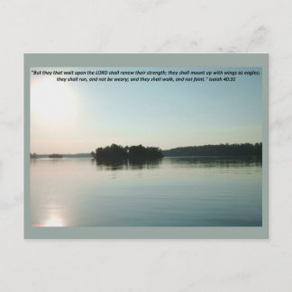 Peaceful Lake and Distant Trees with scripture Postcard