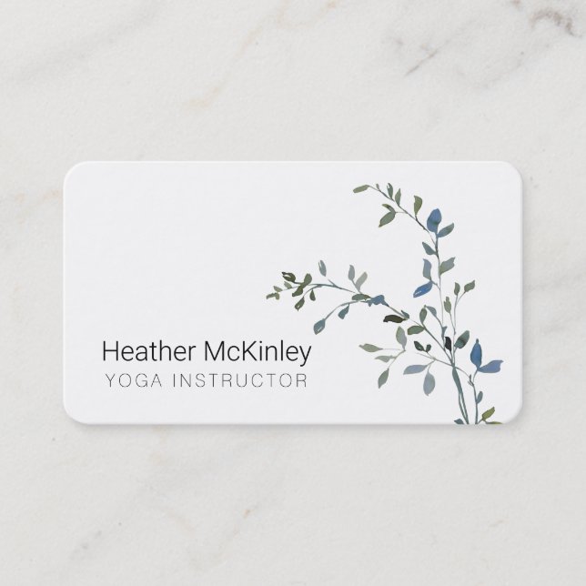 Peaceful Leaf Greenery Minimal Business Card (Front)