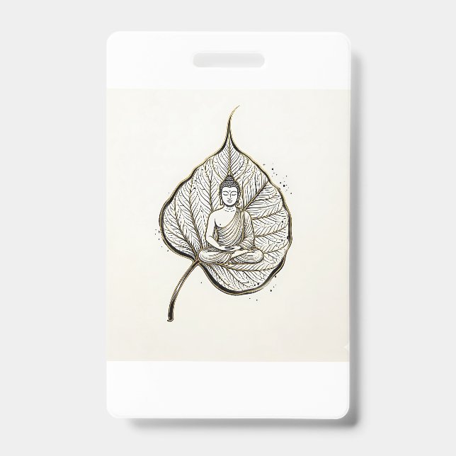 Peaceful Leaf Meditation Art Badge ID Badge (Front)