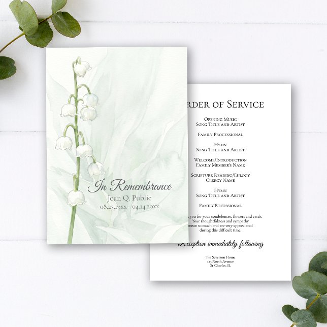 Peaceful Lily of Valley Funeral Memorial Service Programme (Creator Uploaded)