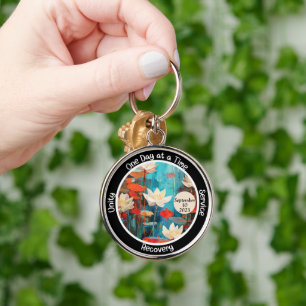 Peaceful Lotus Custom Sobriety Milestone Gift Key Ring