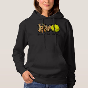 Peaceful Love Softball Mothers Mother's Day Softba Hoodie