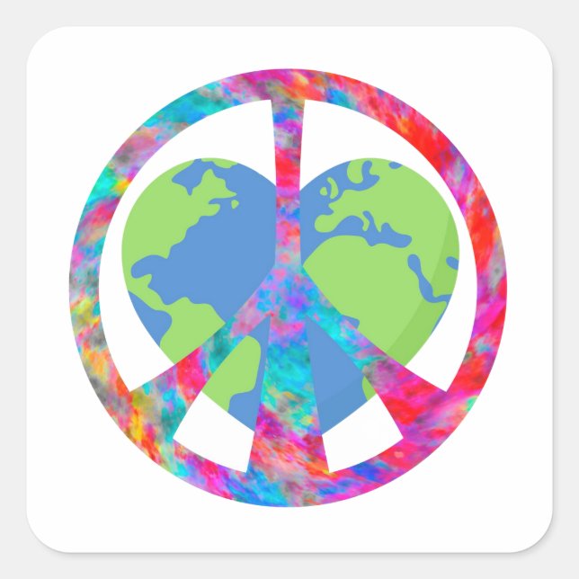 Peaceful Loving Earth Square Sticker (Front)