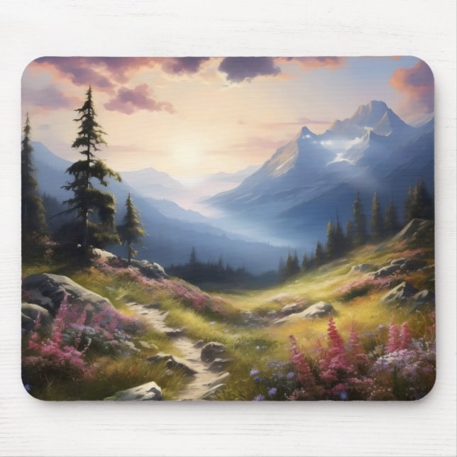 Peaceful Meadow in Mountains Mouse Pad (Front)