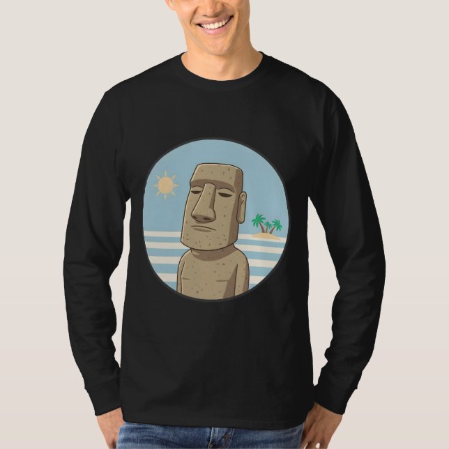 Peaceful Moai at Sunset T-Shirt (Front)