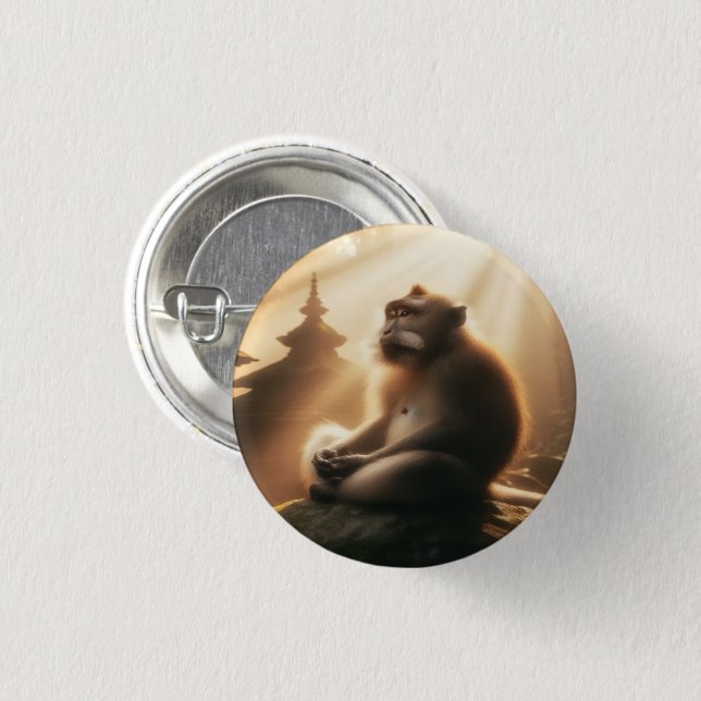 Peaceful Monkey Button (Front & Back)