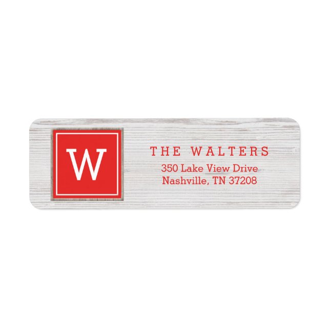 Peaceful Monogram Holiday Return Address Labels (Front)