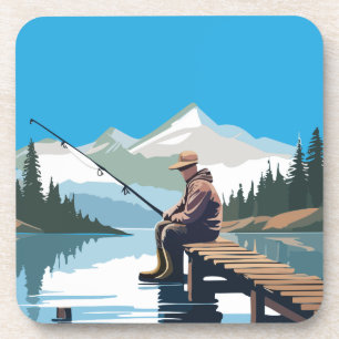 Peaceful Morning Fishing From Dock Coaster