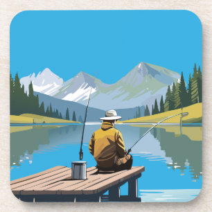 Peaceful Morning Fishing From Dock Coaster