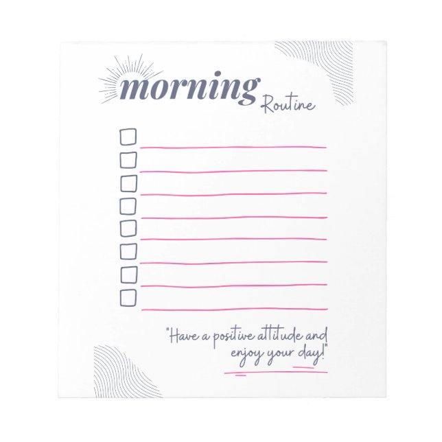 Peaceful Morning Routine Checklist Art Notepad (Front)