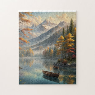 Peaceful mountain lake in fall jigsaw puzzle