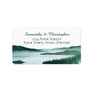 Peaceful Mountain Lake Rustic Wedding Address Label