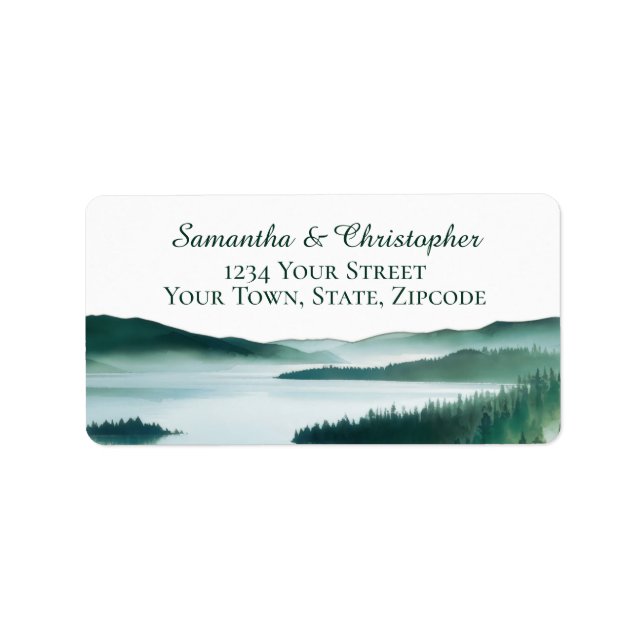 Peaceful Mountain Lake Rustic Wedding Address Label (Front)