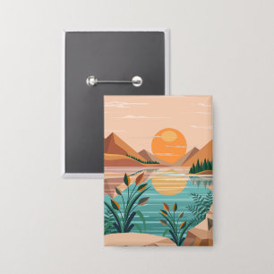 Peaceful Mountain Lake Sunset Landscape