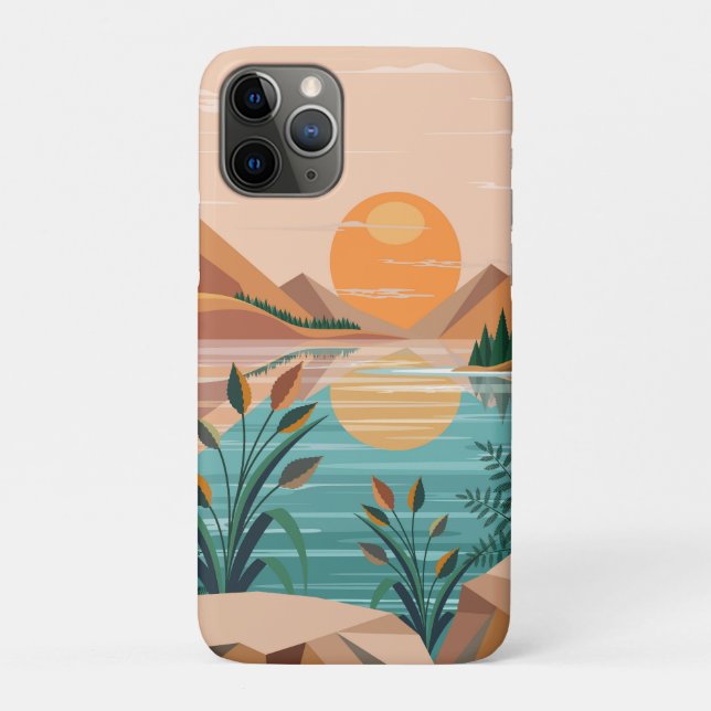 Peaceful Mountain Lake Sunset Landscape Case-Mate iPhone Case (Back)
